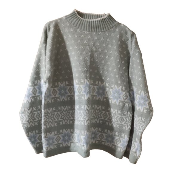 Basic Editions Heavy Ski Sweater Gray, Muted Green, Blue, White Small (Vintage) - Picture 1 of 3